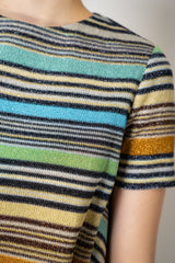 Missoni Open Back A-line Knit Short Sleeve top in Multicolour Stripes