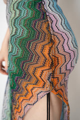 Missoni Stretch Knit Strapless Dress in Multicolour Square Chevron