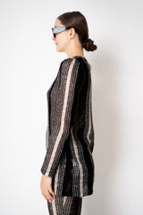 Missoni Long Sleeve Crochet Knit Cover-Up in Black and White