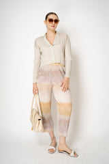 Pleats Please Issey Miyake Sea Bubble Straight Leg Trousers in Sandy Beige