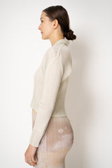 Pleats Please Issey Miyake Monthly Colors: May Collared Cardigan in Ivory