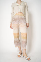 Pleats Please Issey Miyake Sea Bubble Straight Leg Trousers in Sandy Beige