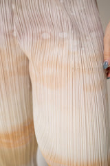 Pleats Please Issey Miyake Sea Bubble Straight Leg Trousers in Sandy Beige