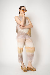 Pleats Please Issey Miyake Sea Bubble One Shoulder Asymmetric Top in Sandy Beige