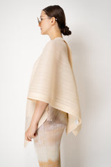 Pleats Please Issey Miyake Lucid Pleats Draping Cardigan with Tie Front in Light Beige