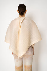 Pleats Please Issey Miyake Lucid Pleats Draping Cardigan with Tie Front in Light Beige