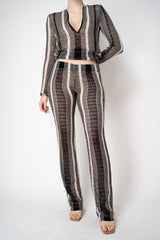 Missoni Slim Fit Crochet Knit Cover-Up Pants in Black and White