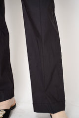 Peter O. Mahler Linen Viscose High-Rise Straight Leg Trousers in Charcoal