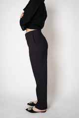 Peter O. Mahler Linen Viscose High-Rise Straight Leg Trousers in Charcoal