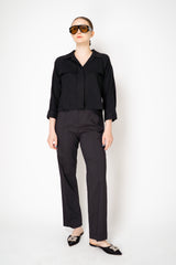 Peter O. Mahler Linen Viscose High-Rise Straight Leg Trousers in Charcoal