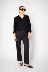 Peter O. Mahler Linen Viscose High-Rise Straight Leg Trousers in Charcoal