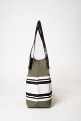 Balmain Release Shopper Medium-Canvas & Calfskin in Olive Green