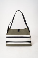 Balmain Release Shopper Medium-Canvas & Calfskin in Olive Green