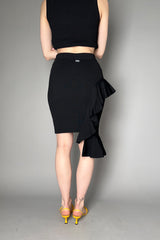 Moschino Jeans Stretch Viscose Skirt with Ruches in Black