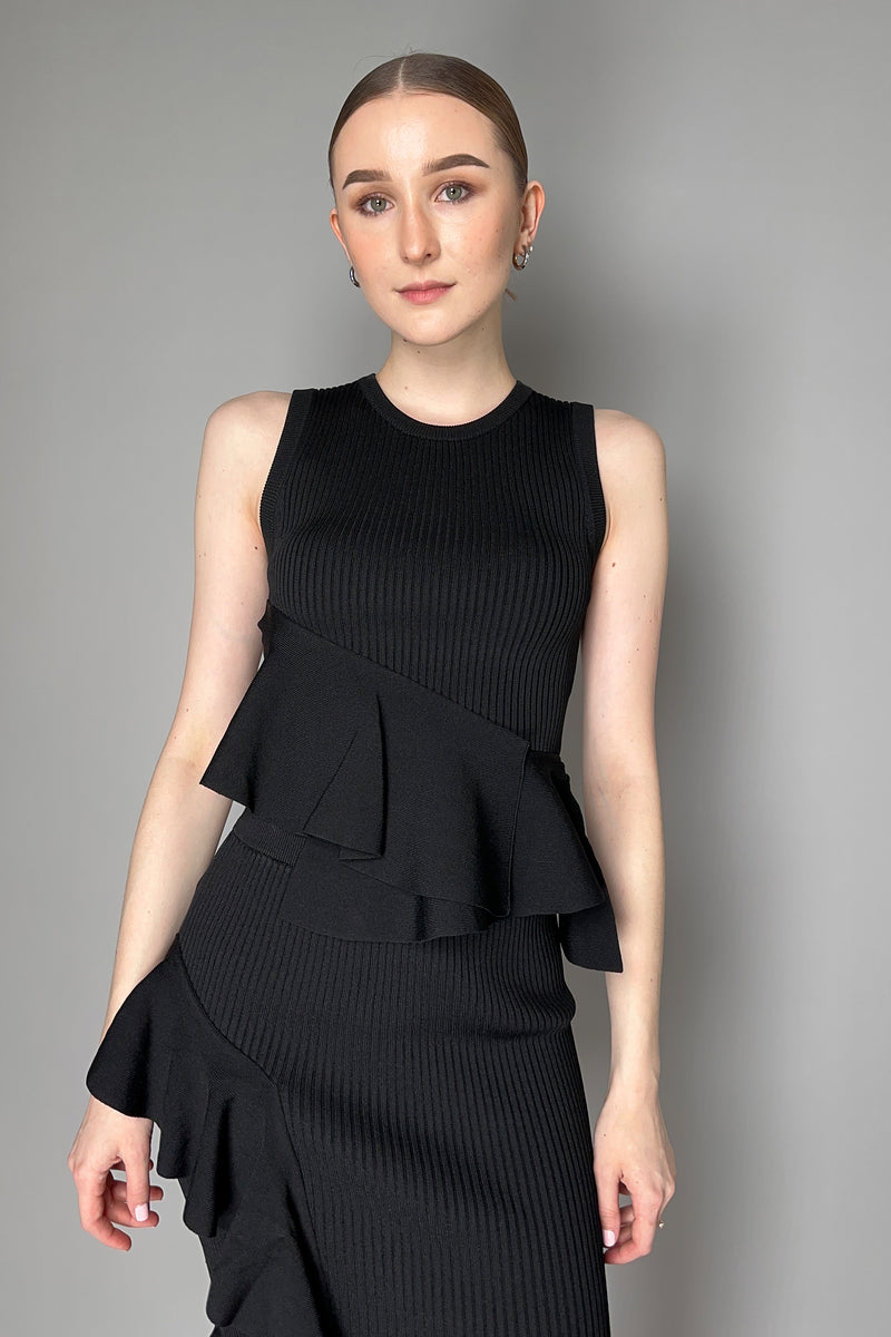 Moschino Jeans Stretch Viscose Top with Ruches in Black Vancouver. Shop Online or in Store.
