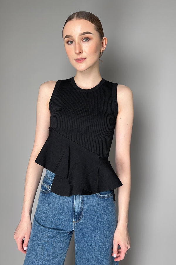 Moschino Jeans Stretch Viscose Top with Ruches in Black Vancouver. Shop Online or in Store.