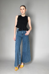 Moschino Jeans Stretch Viscose Top with Ruches in Black Vancouver. Shop Online or in Store.