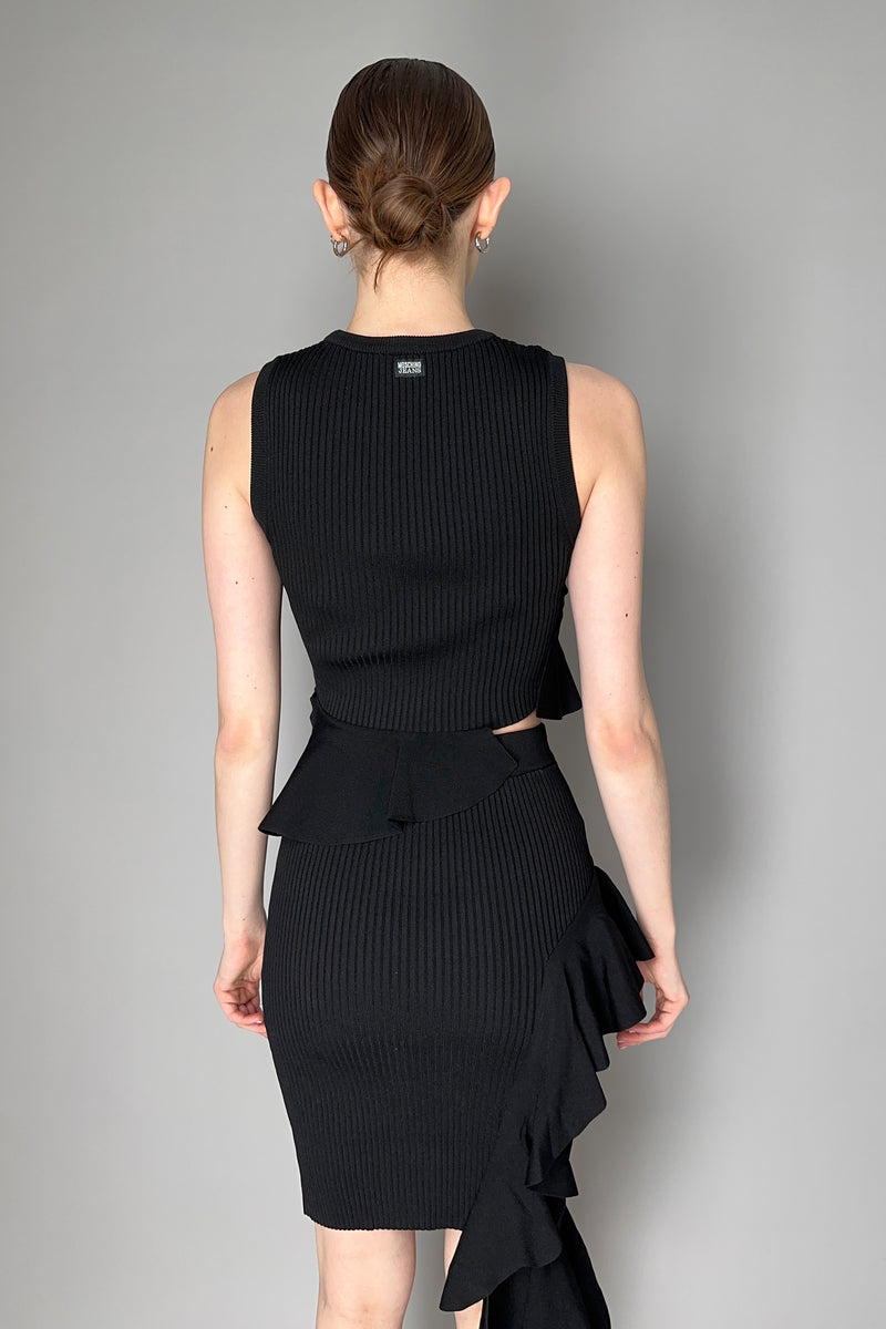 Moschino Jeans Stretch Viscose Top with Ruches in Black Vancouver. Shop Online or in Store.