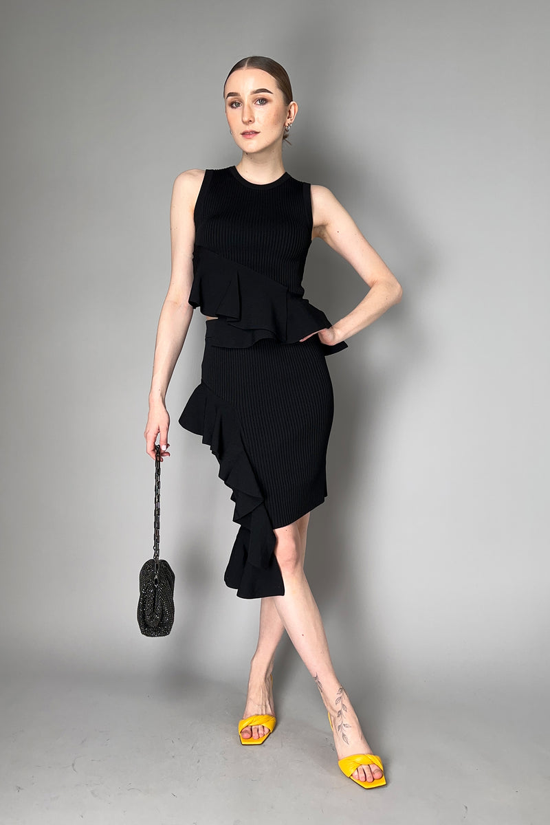 Moschino Jeans Stretch Viscose Top with Ruches in Black Vancouver. Shop Online or in Store.