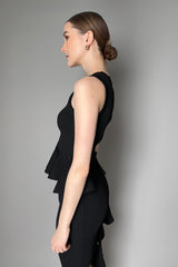 Moschino Jeans Stretch Viscose Top with Ruches in Black Vancouver. Shop Online or in Store.