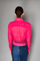 Moschino Jeans Tulle Jersey Shirt Jacket in Fuchsia- Ashia Mode- Vancouver, BC