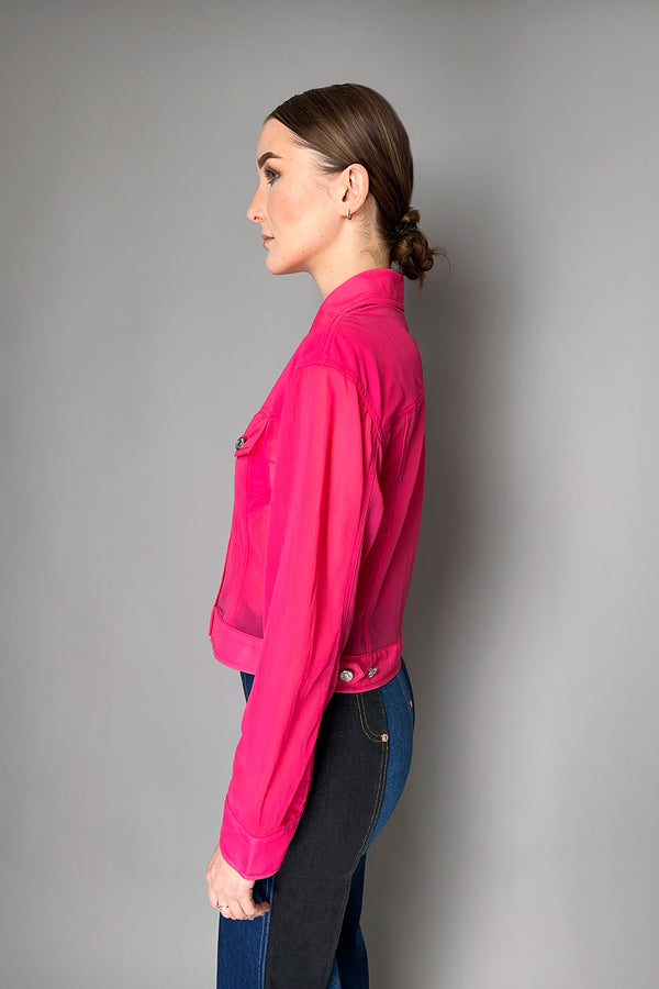 Moschino Jeans Tulle Jersey Shirt Jacket in Fuchsia