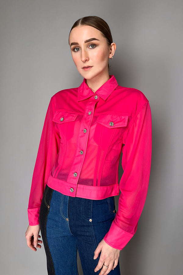 Moschino Jeans Tulle Jersey Shirt Jacket in Fuchsia