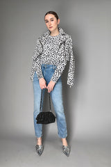 Moschino Jeans Viscose Stretch Dalmatian Print Knitted Sweater