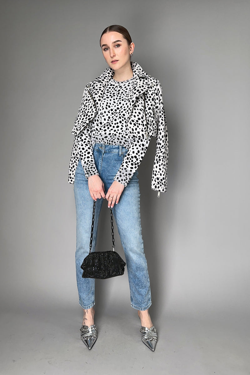 Moschino Jeans Viscose Stretch Dalmatian Print Knitted Sweater