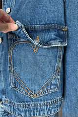 Moschino Jeans Heart Stitch Denim Jacket with Shirt Tail