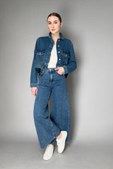 Moschino Jeans Heart Stitch Denim Cropped Wide Leg Trousers