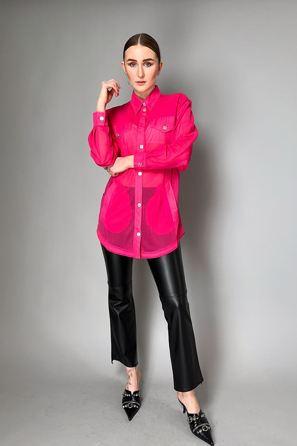 Moschino Jeans Tulle Shirt in Fuchsia- Ashia Mode- Vancouver, BC