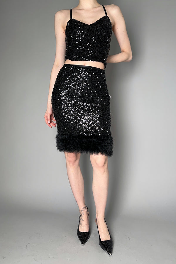 Moschino Jeans Stretch Skirt with Sequins in Black Vancouver. Shop Online or in Store.