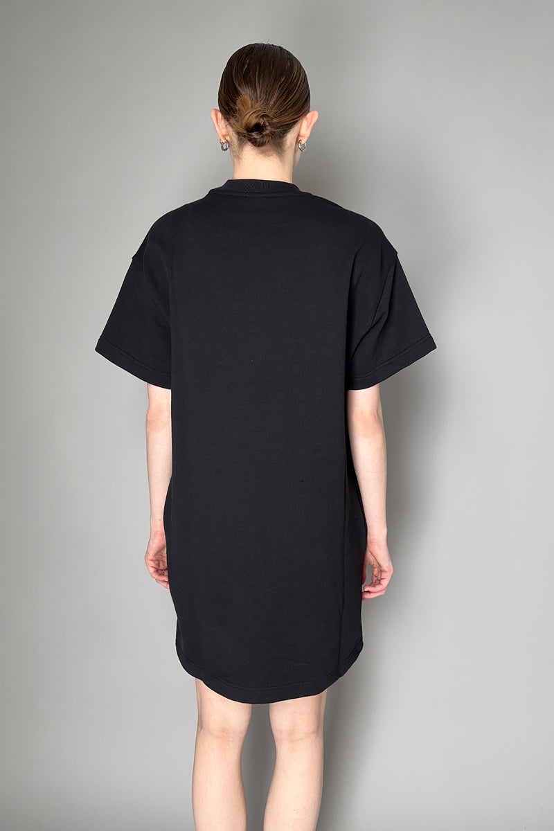 Moschino Jeans Cotton Knit Dress with Logo Inlay in Black