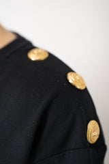 Balmain Cropped Cinched Faux Tie Top t-Shirt in Black Vancouver. Shop Online or in Store.