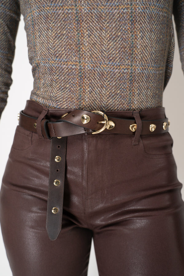 Rag & Bone Brynn Leather Studded Belt in Dark Espresso Vancouver. Shop Online or in Store.