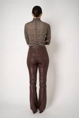 L'Agence Selma High Rise Coated Bootcut Jeans in Chocolate Brown Vancouver. Shop Online or in Store.