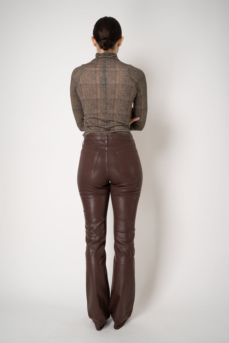 L'Agence Selma High Rise Coated Bootcut Jeans in Chocolate Brown Vancouver. Shop Online or in Store.