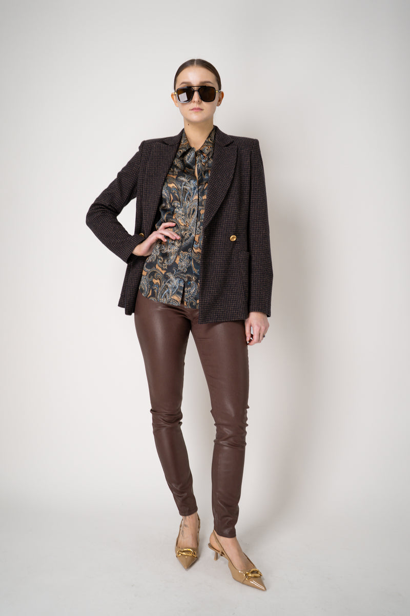 L'Agence Marguerite Coated Skinny Jeans in Chocolate Brown Vancouver. Shop Online or in Store.
