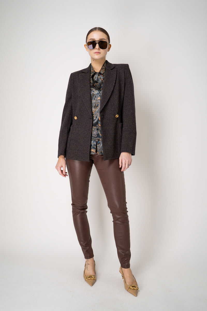 L'Agence Marguerite Coated Skinny Jeans in Chocolate Brown Vancouver. Shop Online or in Store.