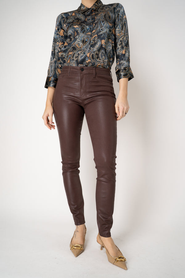 L'Agence Marguerite Coated Skinny Jeans in Chocolate Brown Vancouver. Shop Online or in Store.