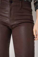 L'Agence Marguerite Coated Skinny Jeans in Chocolate Brown Vancouver. Shop Online or in Store.
