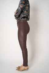 L'Agence Marguerite Coated Skinny Jeans in Chocolate Brown Vancouver. Shop Online or in Store.