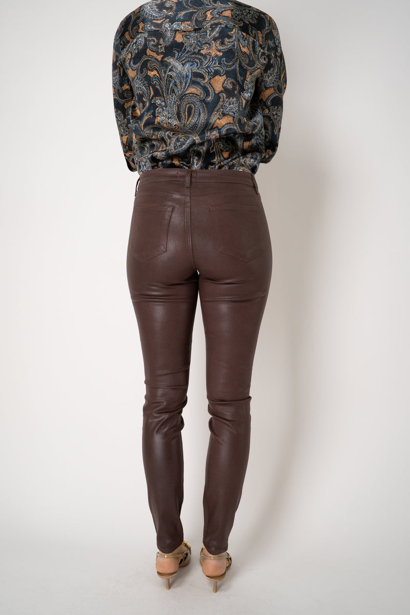 L'Agence Marguerite Coated Skinny Jeans in Chocolate Brown Vancouver. Shop Online or in Store.