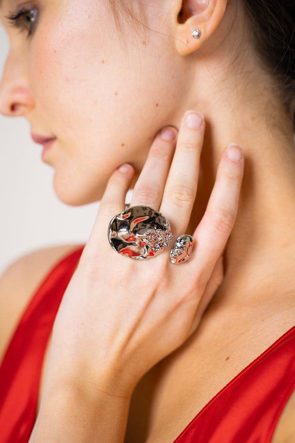 Alexis Bittar Textured Silver Double Disc Ring