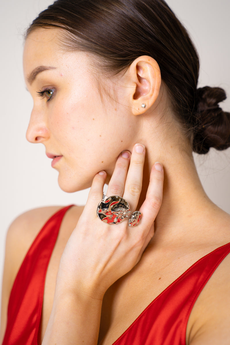 Alexis Bittar Textured Silver Double Disc Ring