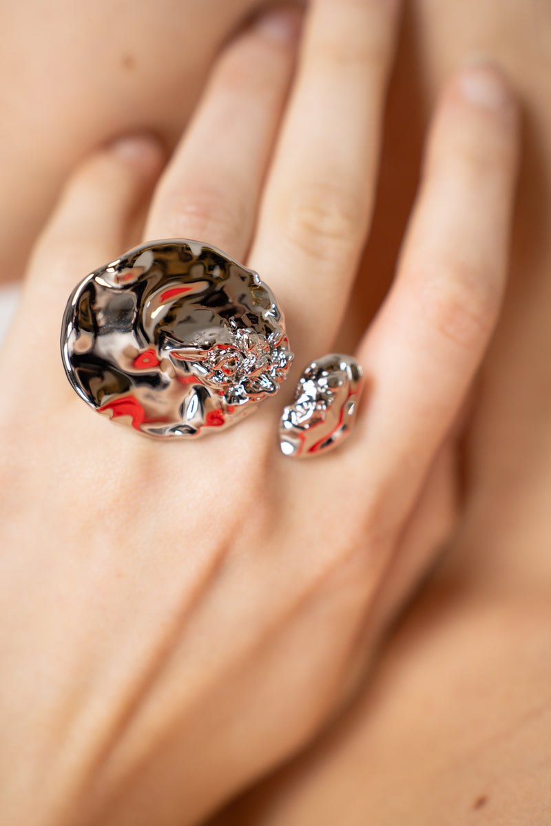 Alexis Bittar Textured Silver Double Disc Ring