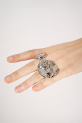 Alexis Bittar Textured Silver Double Disc Ring