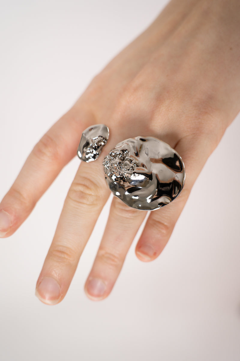 Alexis Bittar Textured Silver Double Disc Ring
