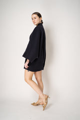 Balmain Belted Wool Wrap Coat in Dark Navy Vancouver. Shop Online or in Store.